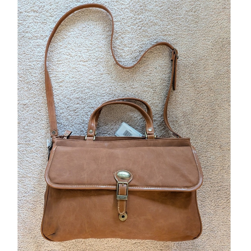 Vintage NWT Capezio Brown Faux Leather Satchel Bag Kaufman's Crossbody Purse